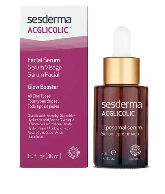 ACGLICOLIC Facial Serum with Glycolic Acid, Vitamin C, and Hyaluronic Acid – 1.0 fl. oz